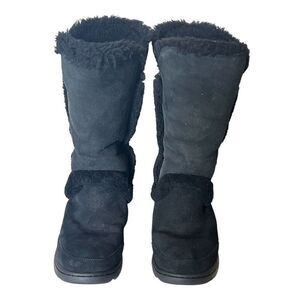 UGG Boots Sundance Waterproof Black SUEDE Leather Fur SHEEPSKIN BOOTS SZ 9